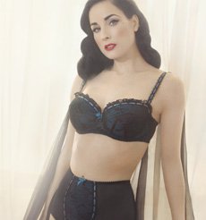 Lingerie Von Follies By Dita Von Teese Collection Stretch Lace Bleu