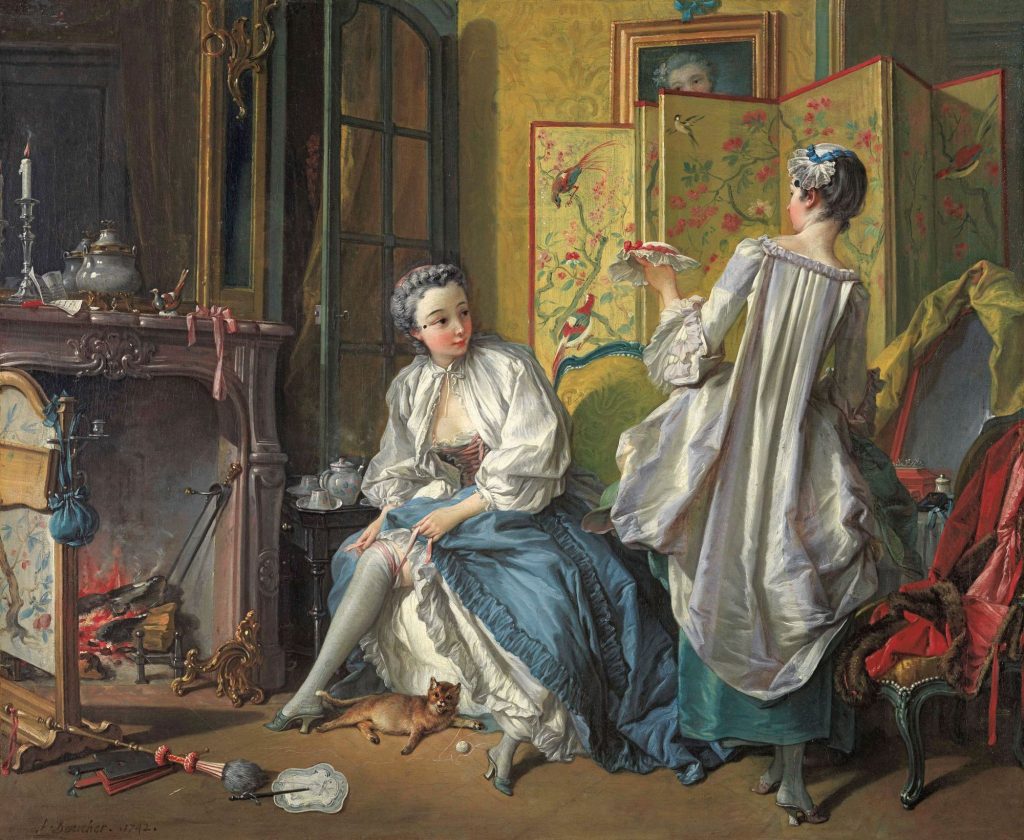 Femme nouant sa jarretière